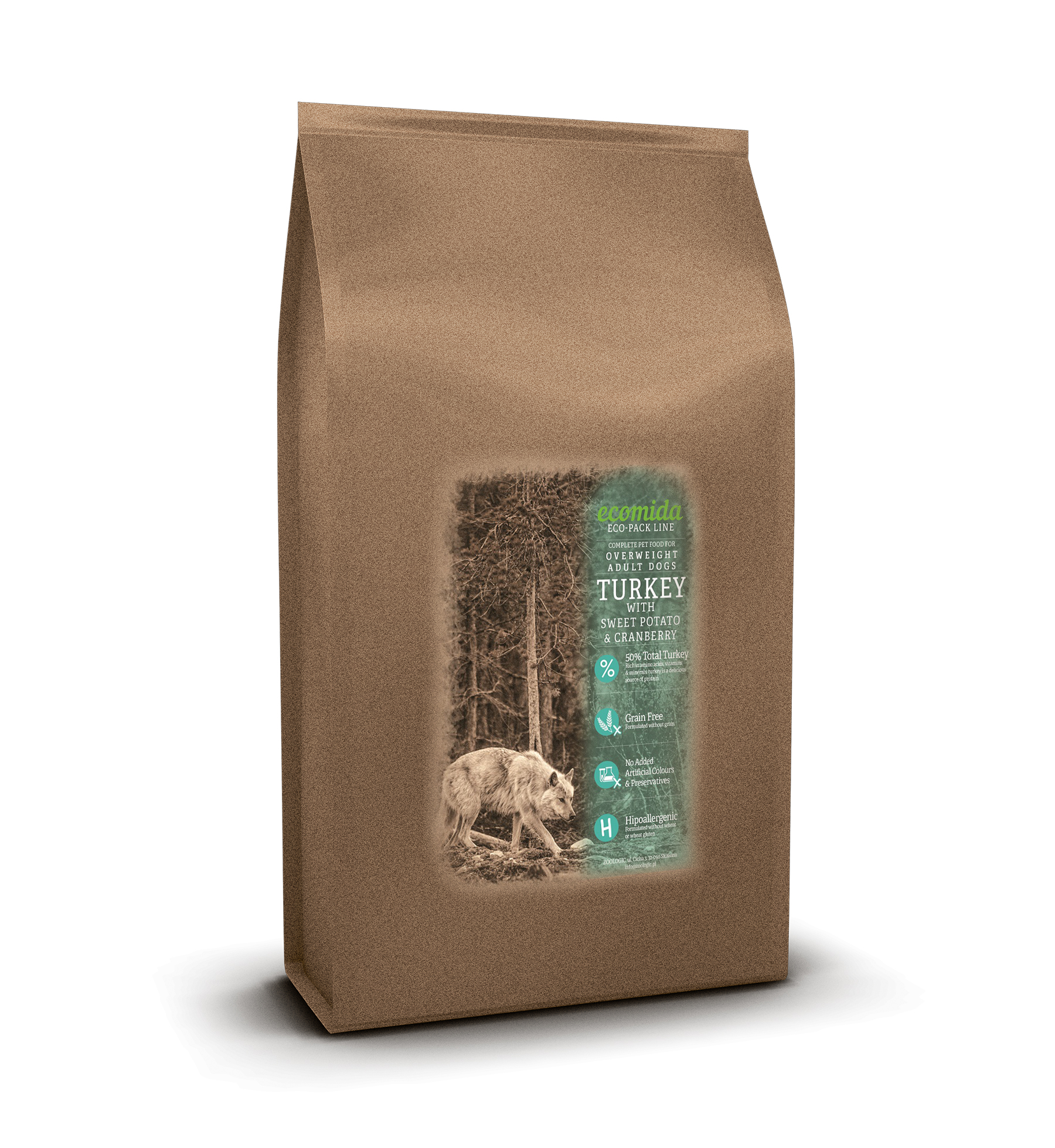 Ecomida Bez Zbóż Monobiałko Indyk 1kg PRÓBKA NA WAGĘ Pies Senior, Nadwaga
