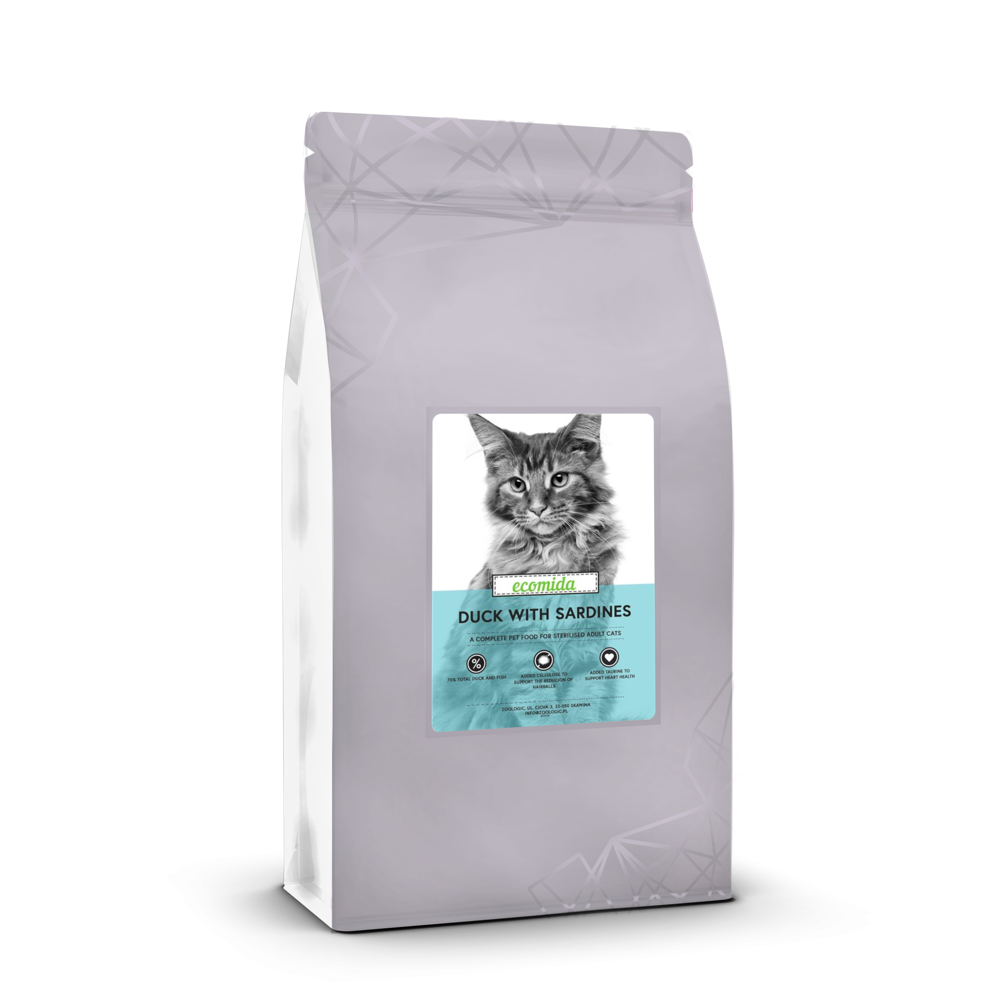 Ecomida Connoisseur Kaczka Sardynki 1,5 kg sucha karma bezzbożowa dla kotów