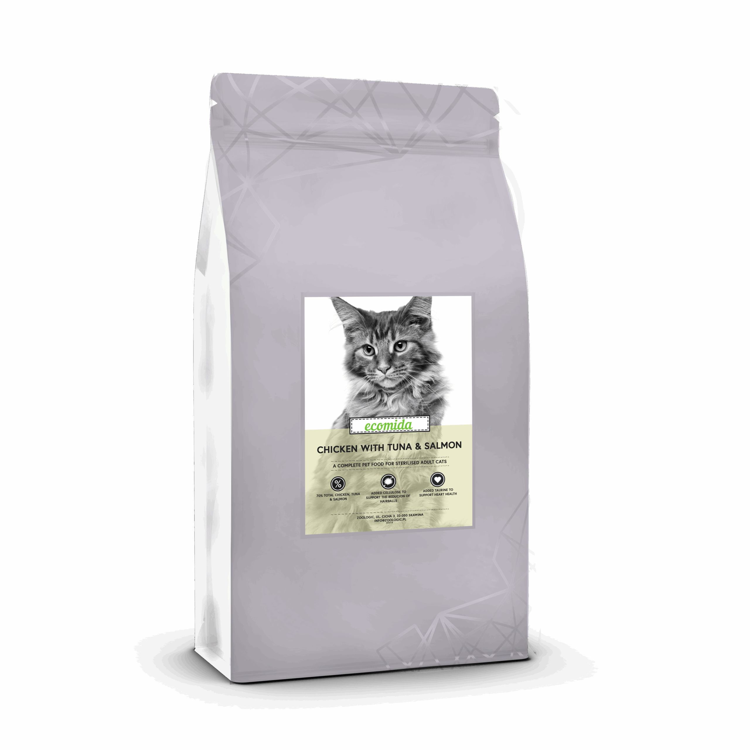 Ecomida Connoisseur Kurczak Tuńczyk Łosoś 1,5 kg Kot dorosły, Sterylizowany