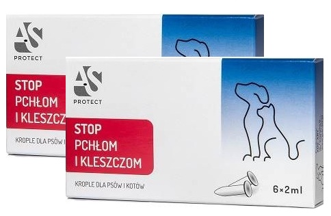 AS Protect Krople na pchły i kleszcze, Naturalne olejki Spot-on 2X 6 × 2 ml