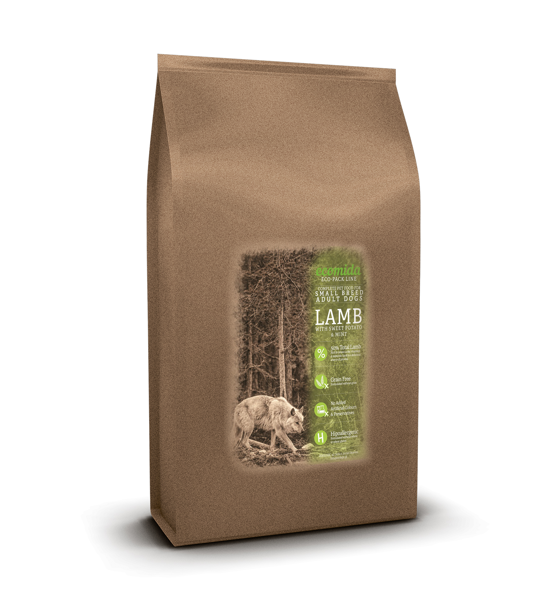 Ecomida Bez zbóż HYPO Mono Jagnięcina 500g PRÓBKA NA WAGĘ Psy Ras Małych