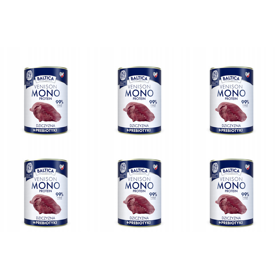 Baltica Monoprotein Dziczyzna z Prebiotykami dla psa Puszka 6 x 400g