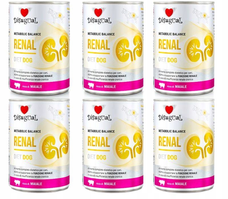 Disugual Dla Psa Karma Mokra Weterynaryjna Renal Nerki Wieprzowina 6x400g