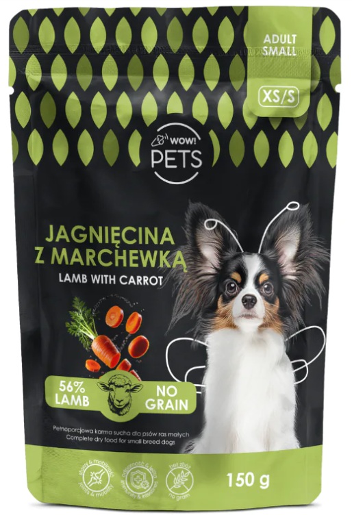 WOW!Pets Bez zbóż, Monobiałkowa Jagnięcina 150g Trenerki Pies rasa XS/S