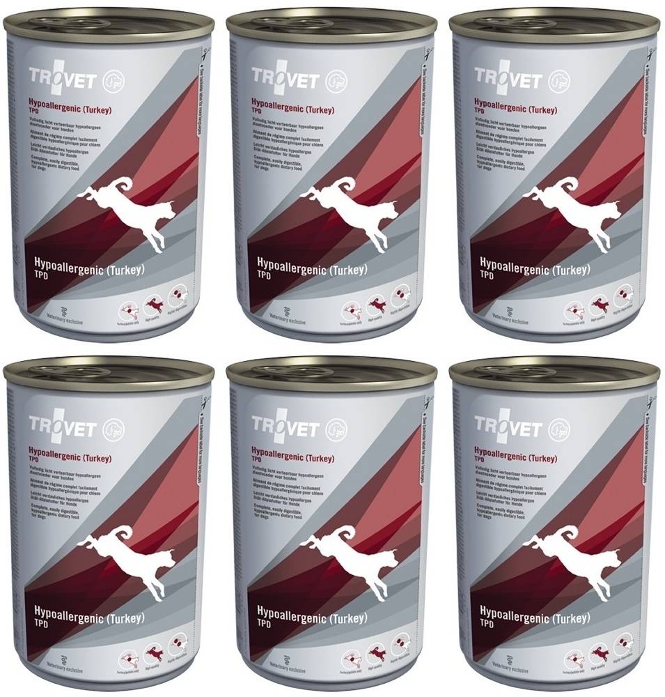 Trovet Dog TPD Hypoallergenic Turkey pusz. 6 x 400g -indyk dla psów