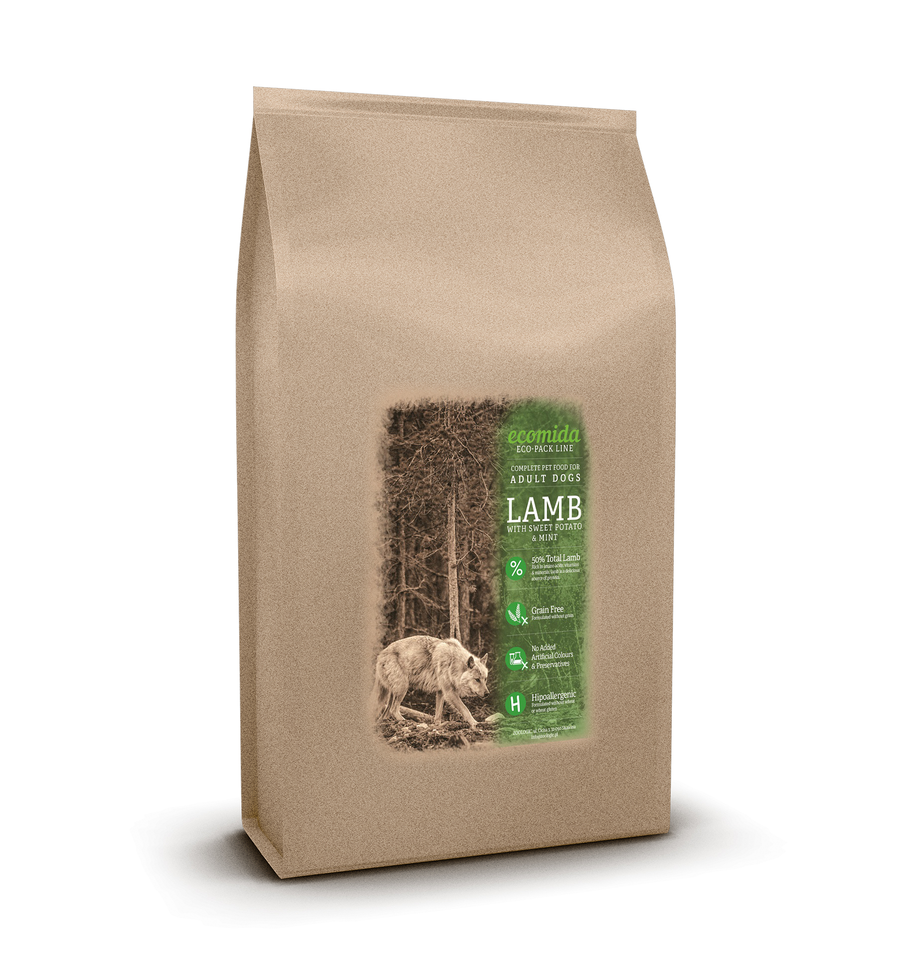 Ecomida Bez Zbóż Monobiałkowa Hypoalergiczna Jagnięcina 15 kg Pies dorosły