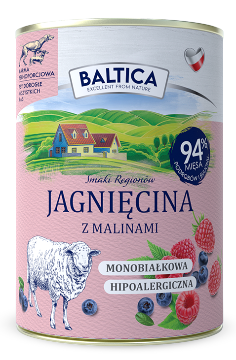 Baltica Jagnięcina z Malinami 400 g -  Karma Mokra pies dorosły