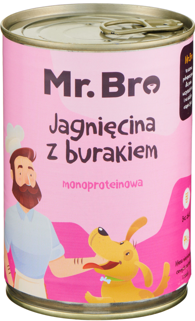 Mr. Bro Jagnięcina z Burakiem Monoproteinowa karma mokra dla psa 400g