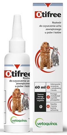 Otifree 60 ml Płyn do czyszczenia kanałów usznych psów i kotów