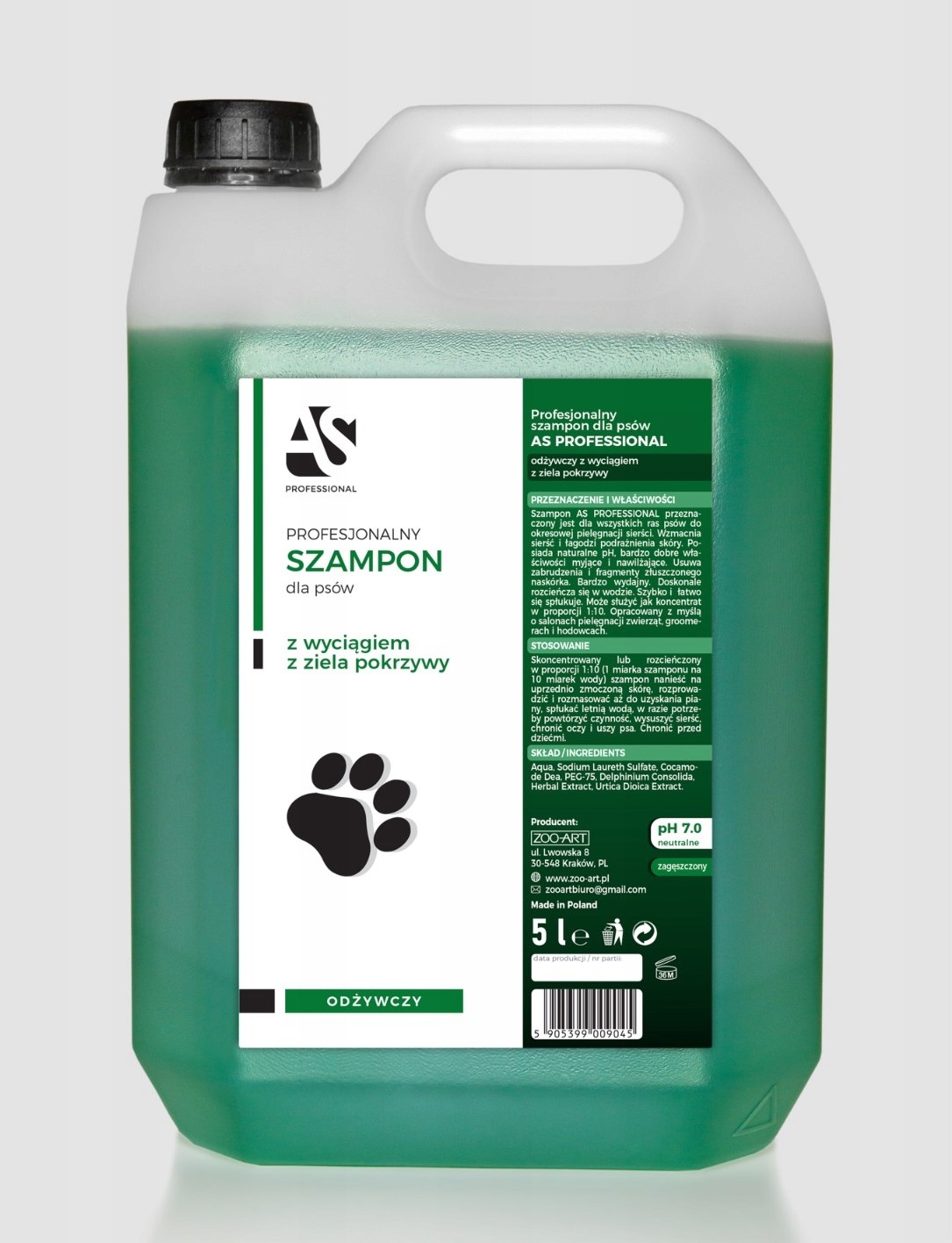 AS PROFESSIONAL Szampon dla Psów Pokrzywowy 5l