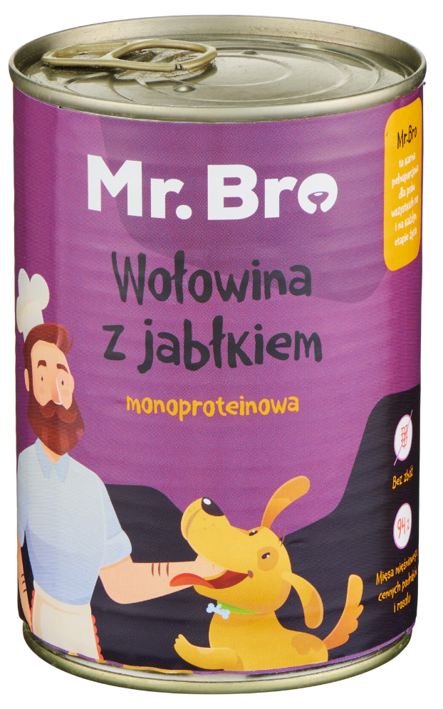 Mr. Bro Wołowina z jabłkiem Monoproteinowa mokra karma dla psa 400g