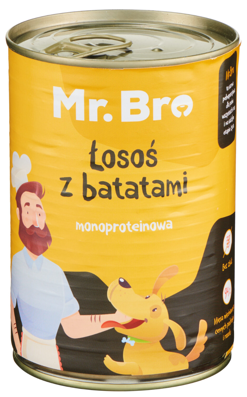 Mr. Bro Łosoś z Batatami Monoproteinowa karma mokra dla psa 400g bez zbóż