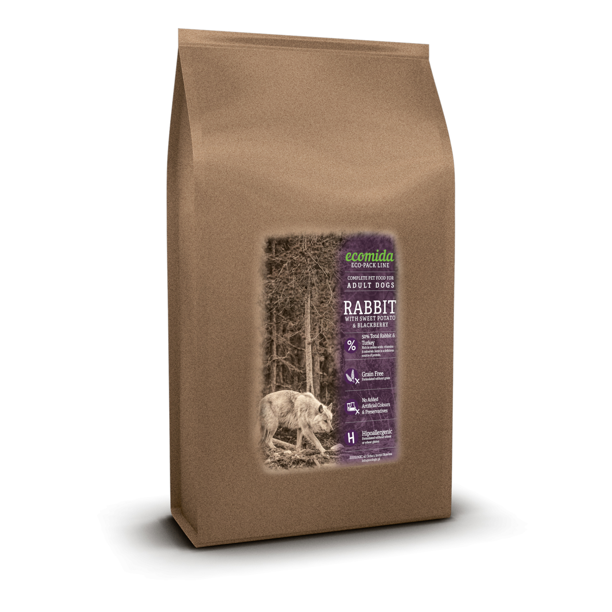 Ecomida Bez zbóż Hipoallergenic Królik, Indyk 1 kg PIES, PRÓBKA NA WAGĘ
