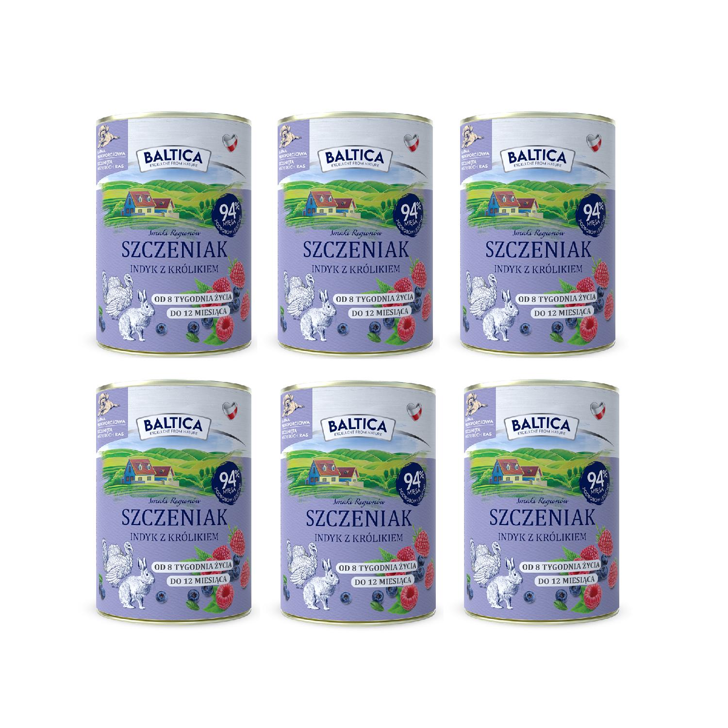 Baltica Szczeniak Indyk z Królikiem Karma Mokra 6x400 g