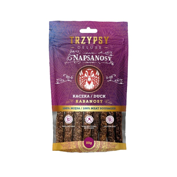 Naturalny Przysmak dla Psa Kabanosy Trzypsy Napsanosy 100% KACZKA 80G