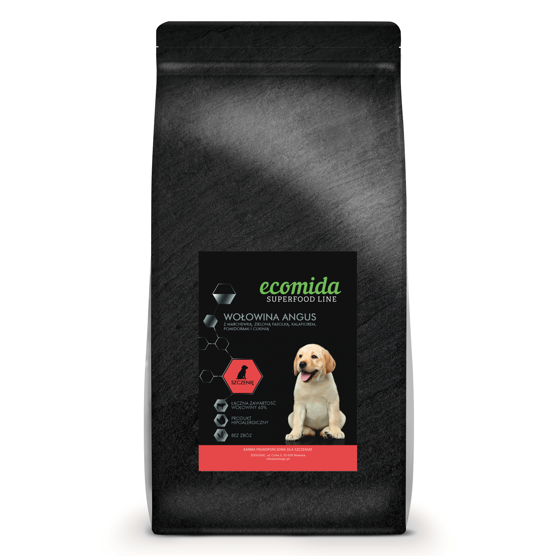 Ecomida Superfood 65 % Wołowina Angus, Szczenię 12kg karma Bezzbożowa