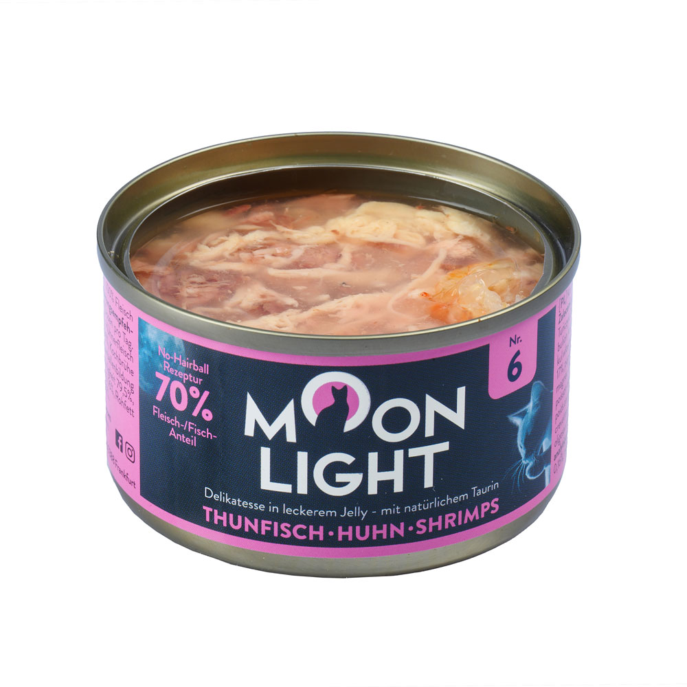 Moonlight Dinner nr 6 Tuńczyk Kura Krewetki 80g pyszna mokra karma dla kota
