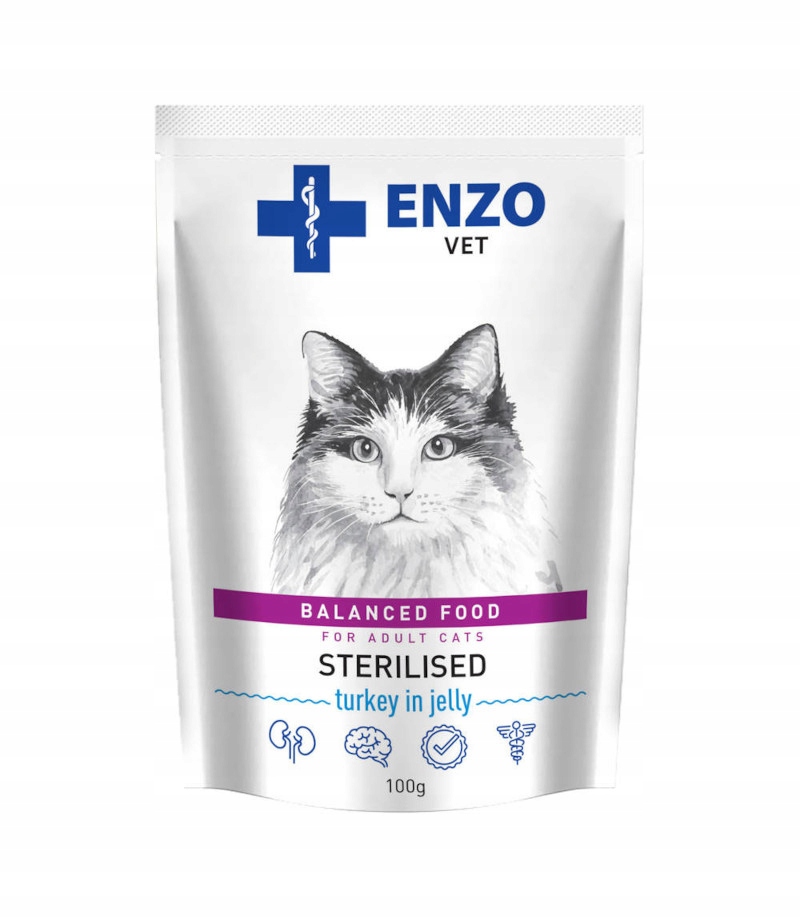 ENZO VET Sterilised dieta dla kotów sterylizowanych z indykiem w galaretce 100g