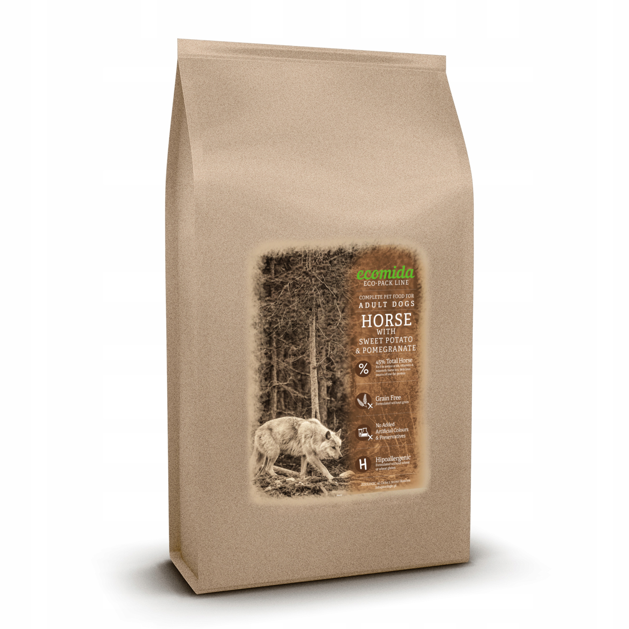 Ecomida Bez Zbóż Hypoallergenic Monobiałkowa Konina 6 kg Sucha Karma Psy