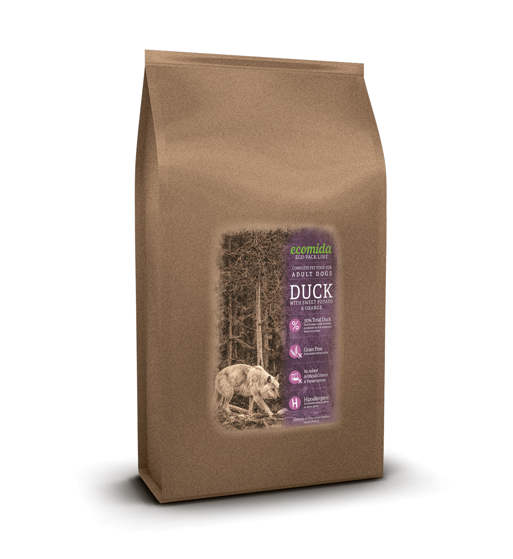 NA WAGĘ Ecomida Monob. Hypo. Bez zbóż - Kaczka1 kg pies dorosły GFJ