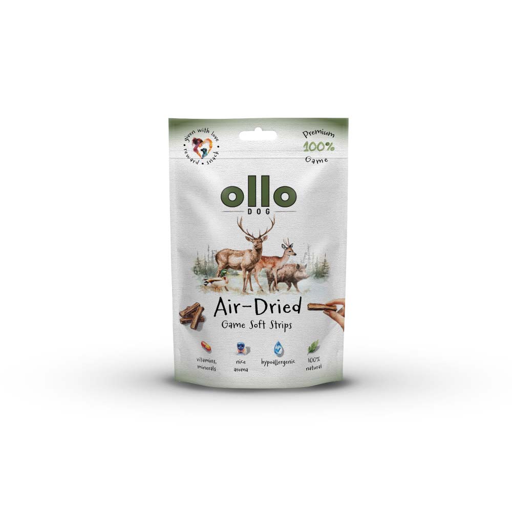 Ollo Air Dried 100% Game Strips Przysmaki dla Psów Dziczyzna 80g