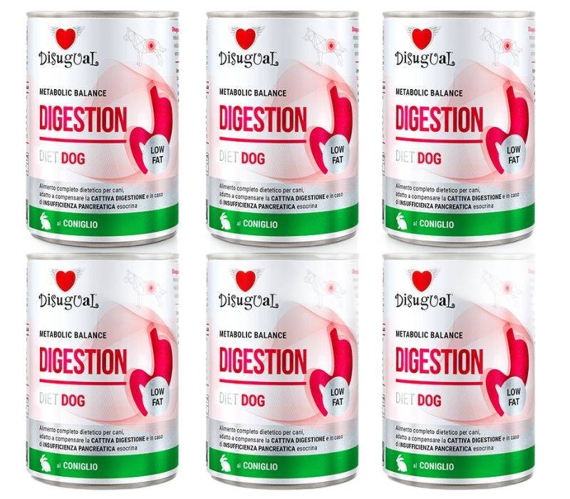 Disugual Dla Psa Mokra Dieta Trzustkowa DIGESTIVE LOW FAT Królik 6 x 400 g
