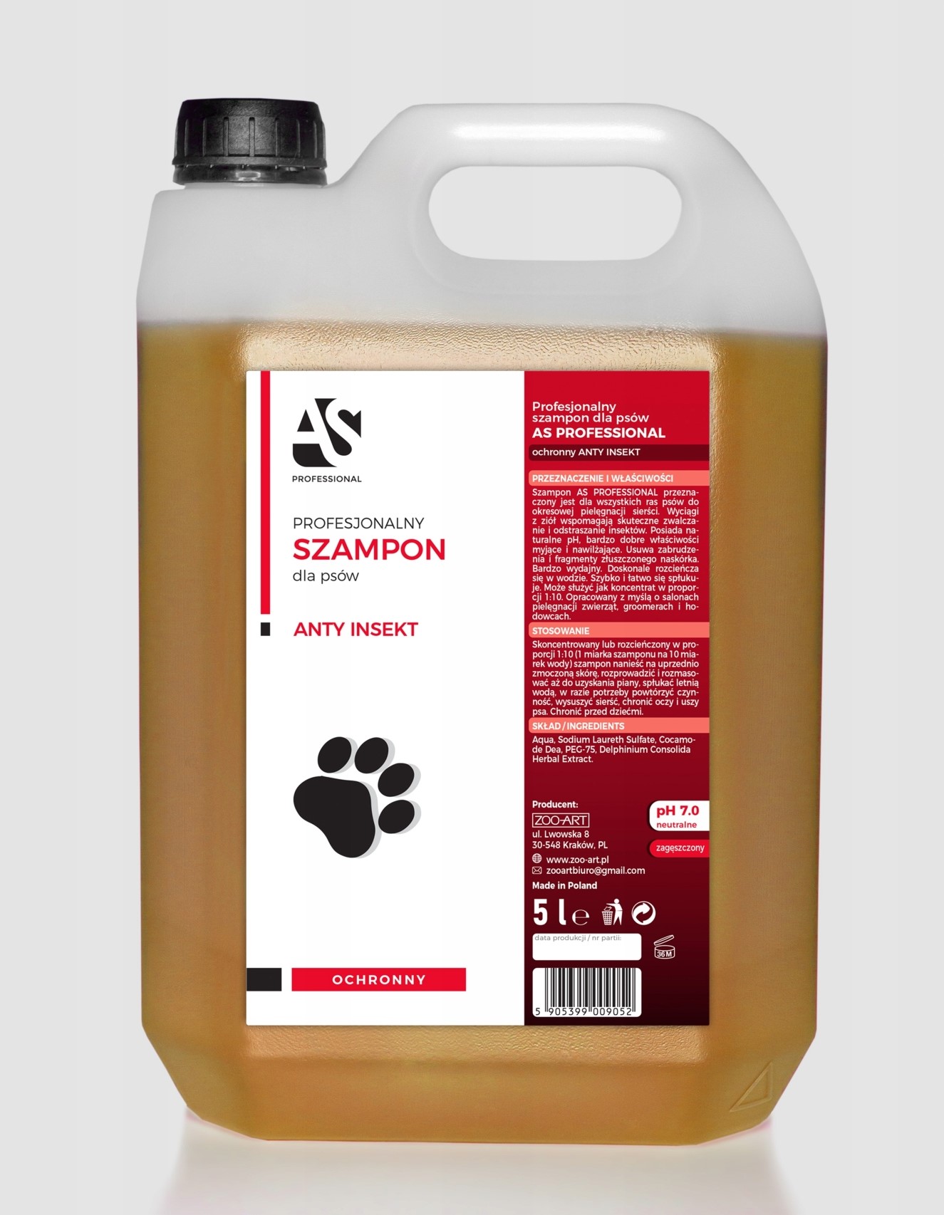 AS PROFESSIONAL Szampon dla Psów Anty Insect 5l