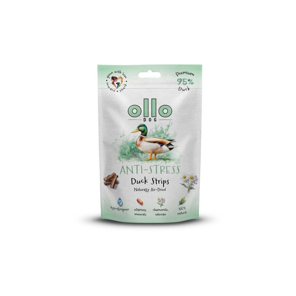 Ollo Air Dried Anti-Stress Duck Strips Przysmaki Antystresowe dla psów Kaczka 80g
