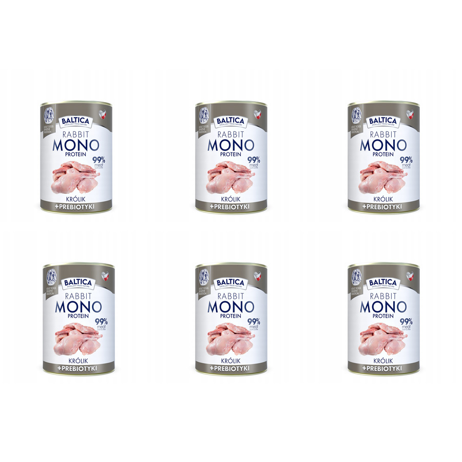 Baltica Monoprotein Królik z Prebiotykami dla psa Puszka 6 x 400g