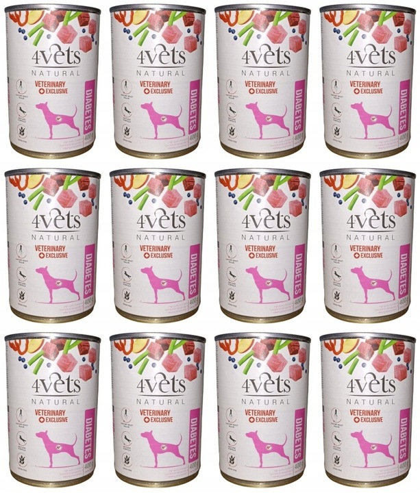 4Vets Natural Dog Diabetes Obesity 12 x 400 g